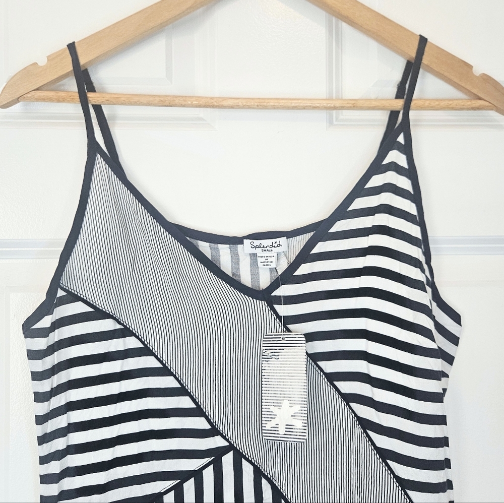 Splendid Boardwalk Navy & White Striped Colorblock Panel Midi Slip Dress NWT S - Picture 4 of 8